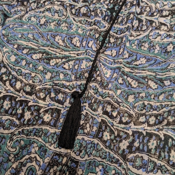 Joie Silk Paisley Print Sheer Top Elastic Stretch Arms and Neckline - Picture 5 of 10